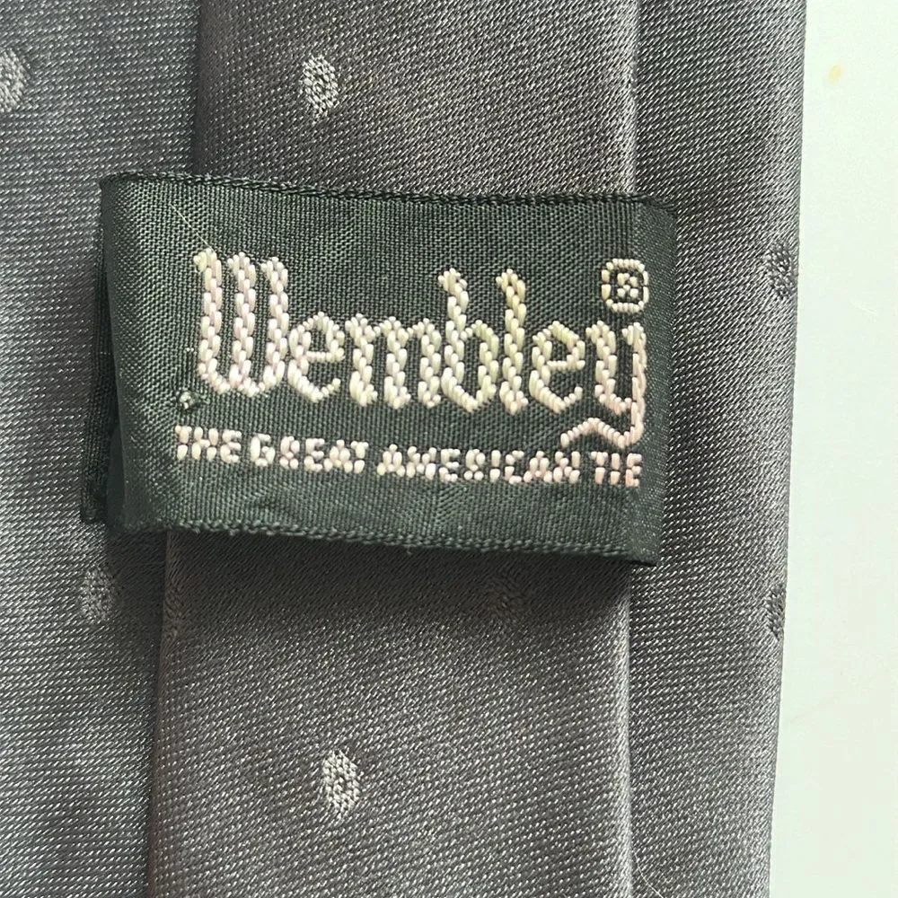 Vintage 60s Wembley dark gray‎ with light gray dots polyester/silk tie